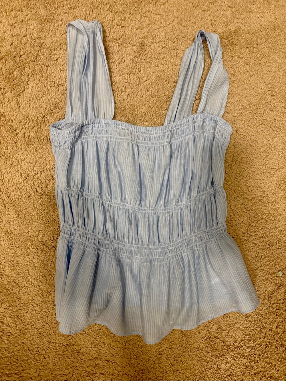 H&M Light Blue Smocked Peplum Tank Top